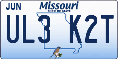 MO license plate UL3K2T