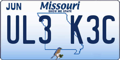 MO license plate UL3K3C