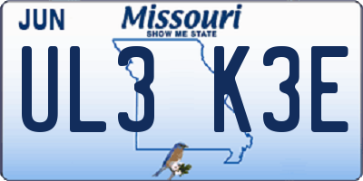 MO license plate UL3K3E
