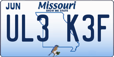 MO license plate UL3K3F