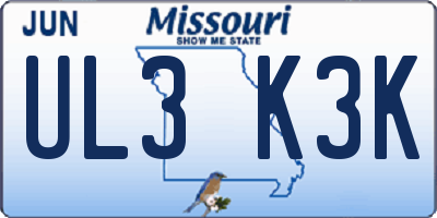 MO license plate UL3K3K