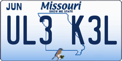 MO license plate UL3K3L