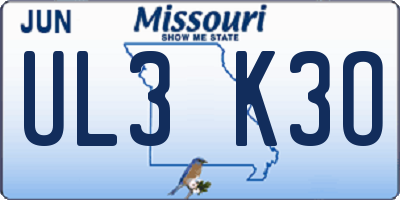 MO license plate UL3K3O