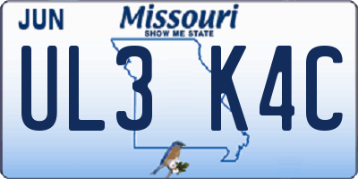 MO license plate UL3K4C