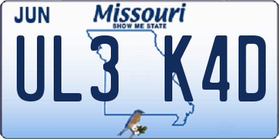MO license plate UL3K4D
