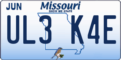 MO license plate UL3K4E