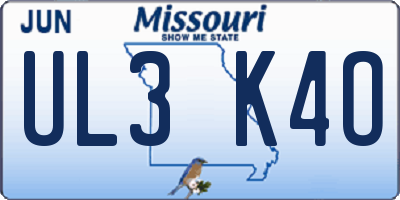 MO license plate UL3K4O