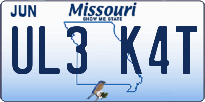 MO license plate UL3K4T