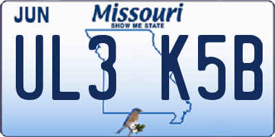 MO license plate UL3K5B