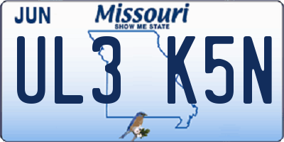 MO license plate UL3K5N