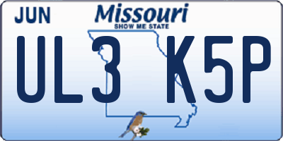 MO license plate UL3K5P