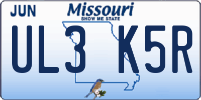 MO license plate UL3K5R