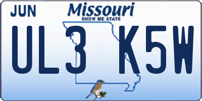 MO license plate UL3K5W