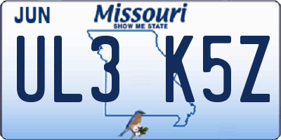 MO license plate UL3K5Z