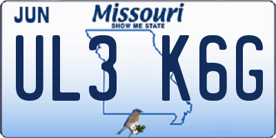 MO license plate UL3K6G