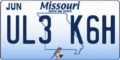 MO license plate UL3K6H