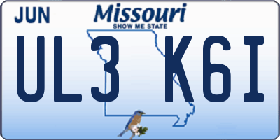 MO license plate UL3K6I