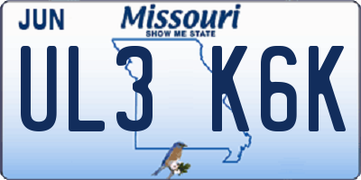 MO license plate UL3K6K