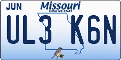 MO license plate UL3K6N