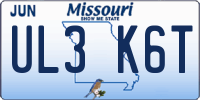 MO license plate UL3K6T