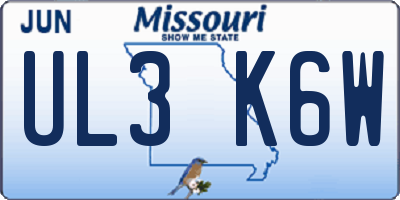 MO license plate UL3K6W