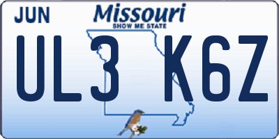 MO license plate UL3K6Z