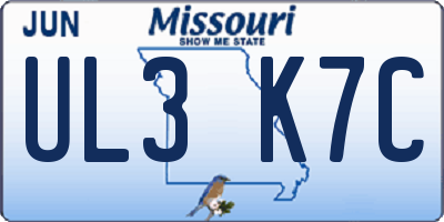 MO license plate UL3K7C