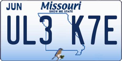 MO license plate UL3K7E