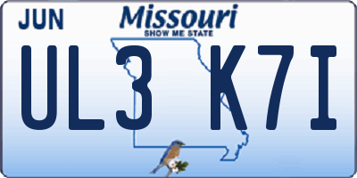MO license plate UL3K7I