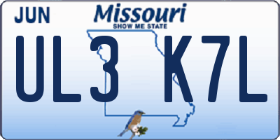 MO license plate UL3K7L