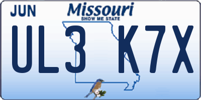 MO license plate UL3K7X