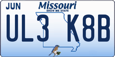 MO license plate UL3K8B
