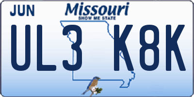 MO license plate UL3K8K