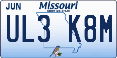 MO license plate UL3K8M