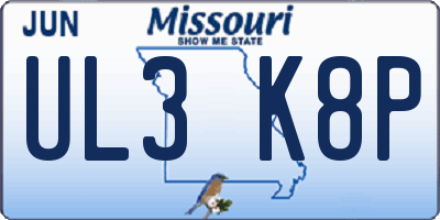 MO license plate UL3K8P