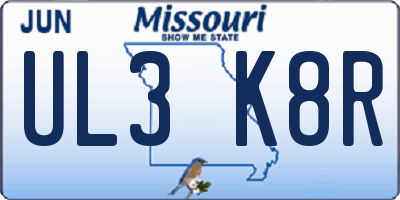 MO license plate UL3K8R