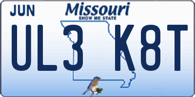 MO license plate UL3K8T
