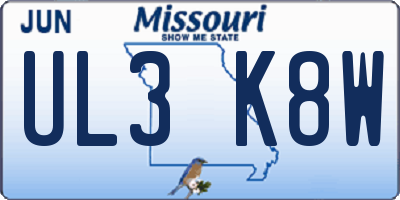 MO license plate UL3K8W