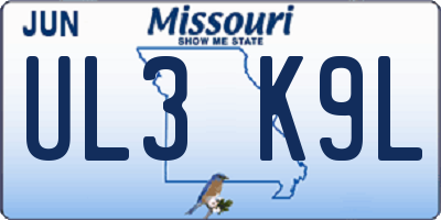 MO license plate UL3K9L