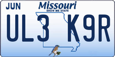 MO license plate UL3K9R