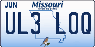 MO license plate UL3L0Q