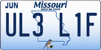 MO license plate UL3L1F