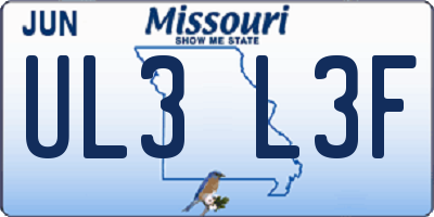 MO license plate UL3L3F