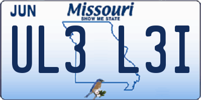 MO license plate UL3L3I