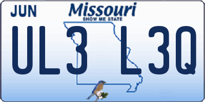 MO license plate UL3L3Q