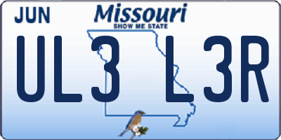 MO license plate UL3L3R