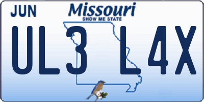 MO license plate UL3L4X