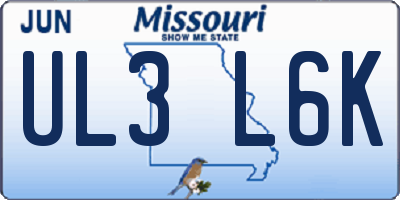 MO license plate UL3L6K