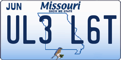 MO license plate UL3L6T