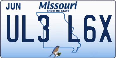 MO license plate UL3L6X